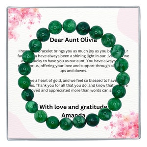 Aunt Thank You Gift Bracelet, Aunt Birthday Gift, Aunt Christmas Jewelry Gift, Bracelet For Aunt Gift, Aunt thank you gift, Jade Bracelet