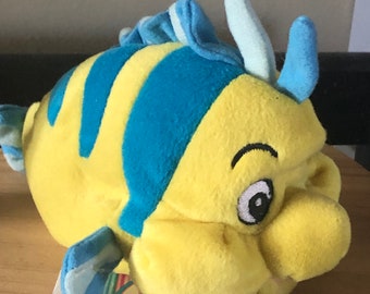 Vintage Disney Store stuffed Flounder from Little Mermaid with original tag