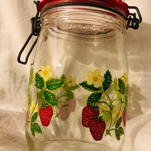 Vintage Arc France Niveau de Remplissage Strawberry Canister