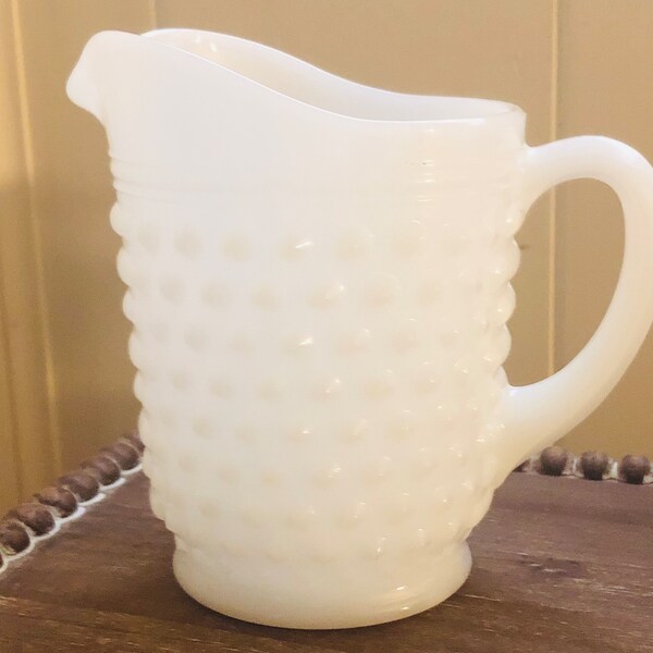 White Hobnail Pitcher with Handle