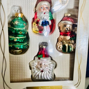 Set of four Glass Christmas Ornaments mercury style