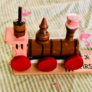 vintage Wooden Train Locomotive ornament