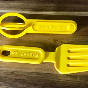 Vintage Fisher Price Fun with Food toy spatula and whisk