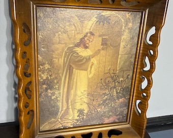 Framed lithograph - Christ at Heart’s Door by Warner Salman