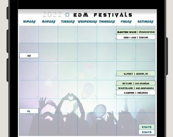 Edm Calendar Etsy Edm Calendar Etsy