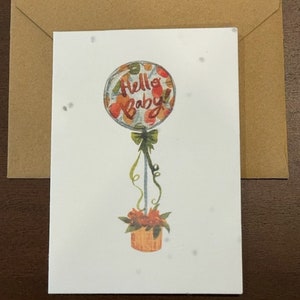 Tarjeta de baby shower, tarjeta de felicitación con semillas de papel, tarjetas con semillas de papel plantables, papel con semillas de plantas, regalo ecológico
