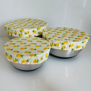 Reusable Cloth Bowl Covers, Fruit Print Bowl Covers Set Of 3, Cotton Bowl Covers, Decorative Bowl Covers, Picnic Bowl Covers
