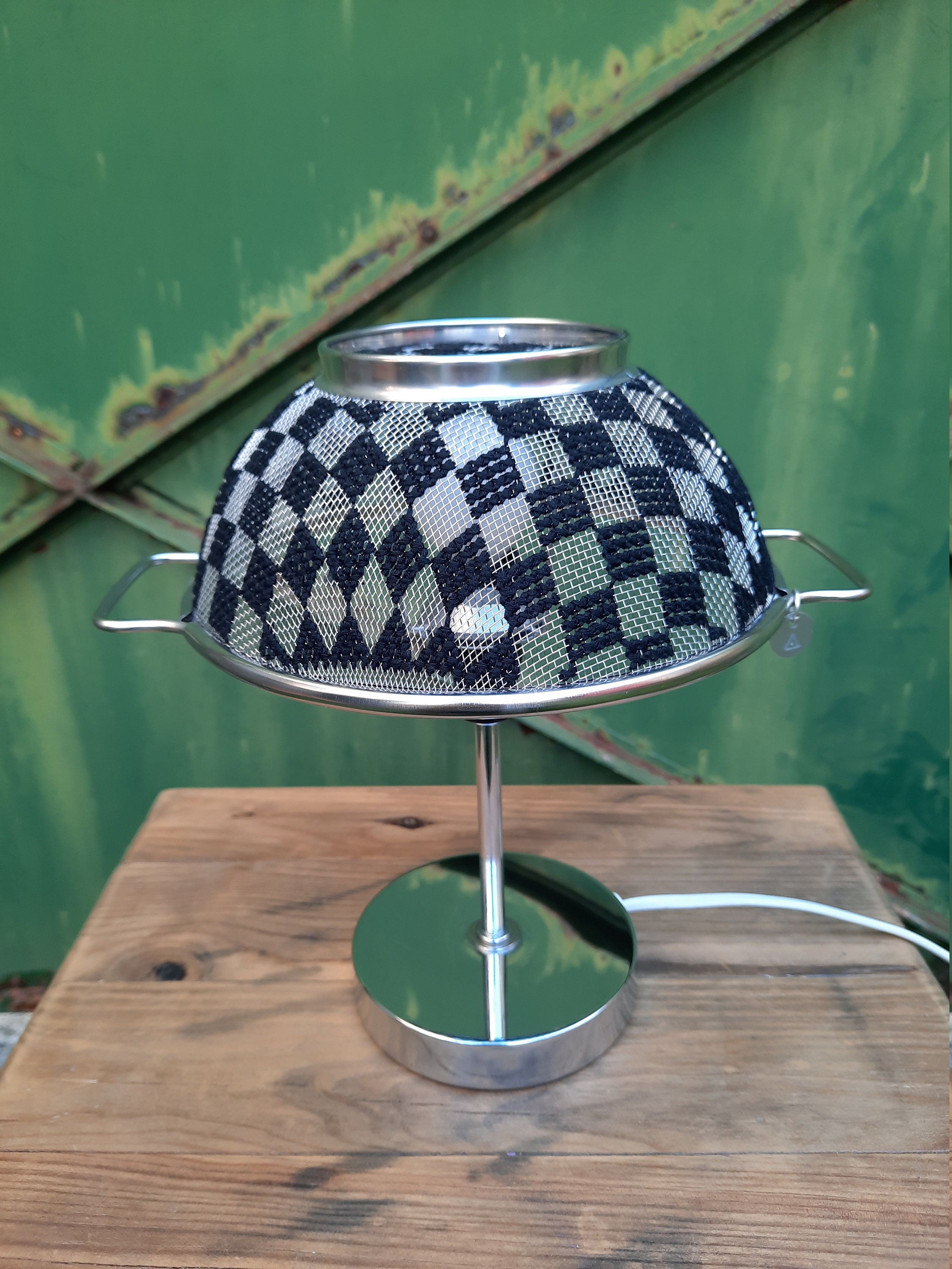 Lampe Design Déco Damier Noir et Blanc | Pièce Unique, Fait Main