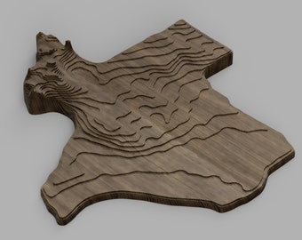Texas Contour Relief 3D Model – Topographic Map STL File (Digital Download)