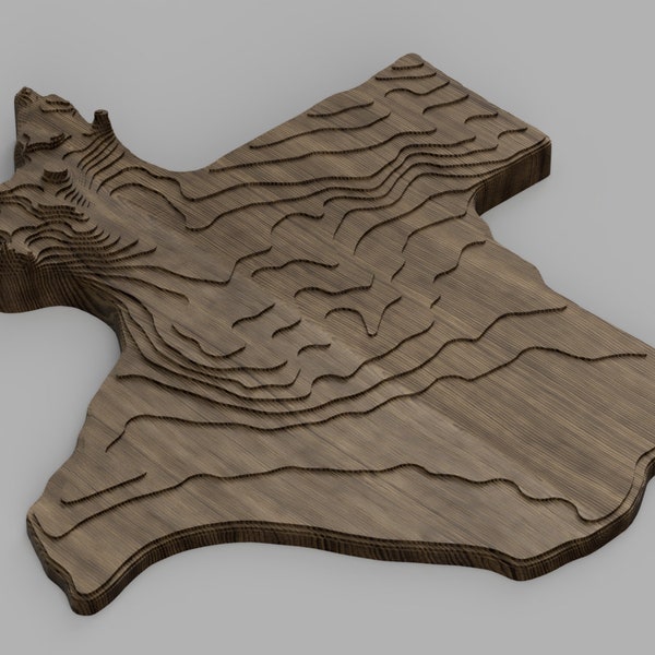 Texas Contour Relief 3D Model