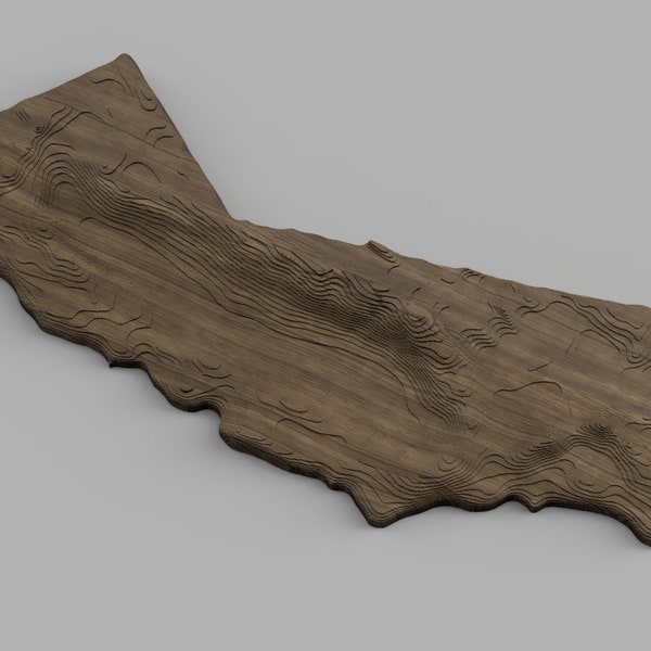 California Contour Relief 3D Model