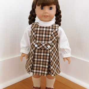 18 in doll dress, 1960s fashion, Melody dress, plaid jumper and blouse