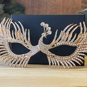 Unique Peacock Masquerade Mask Collector Rhinestone Masquerade Venetian Masquerade Rhinestone Peacock Masquerade Mask for Collector&#39;s