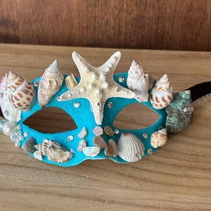Shells Masquerade Mask Aqua Blue Masquerade Venetian Masquerade Mask Mermaid masquerade mask