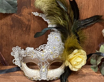Masquerade Masks Venetian Masquerade with feathers Mardi Grass Venetian Masquerade Ball Party Masquerade