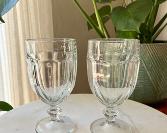 Set Of 2 Libbey Duratuff Clear Glass Water Goblet