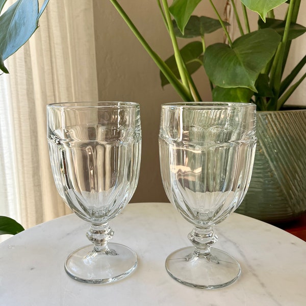 Set Of 2 Libbey Duratuff Clear Glass Water Goblet