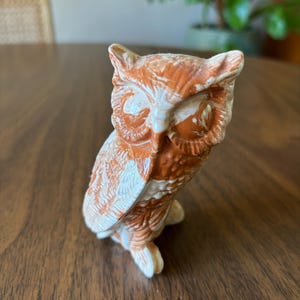 Statuetta di gufo in argilla smaltata in marmo dell'Alaska, in ceramica artistica, realizzata in Alaska.
