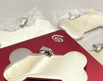 Placas de identificación para perros de acero inoxidable grabables – 50 mm, paquete de 10