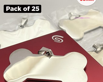 Placas de identificación para perros de acero inoxidable grabables - Paquete de 25 unidades