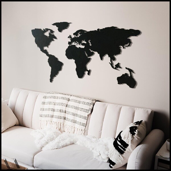 World Map Metal Wall Art Etsy UK