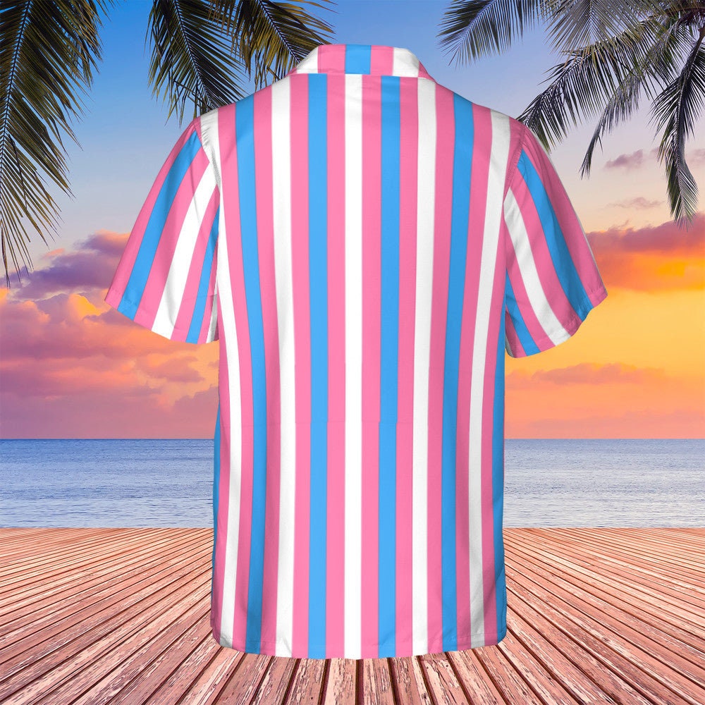 Trans Flag Short Sleeve Button-up Shirt 