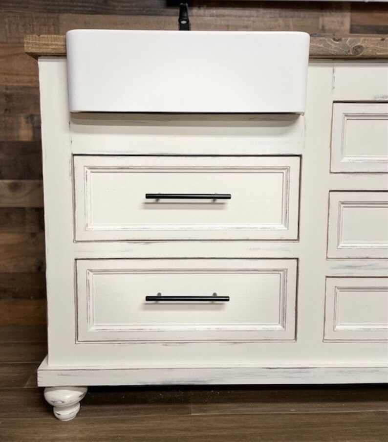 Apron Sink Bathroom Vanity free Shipping Etsy