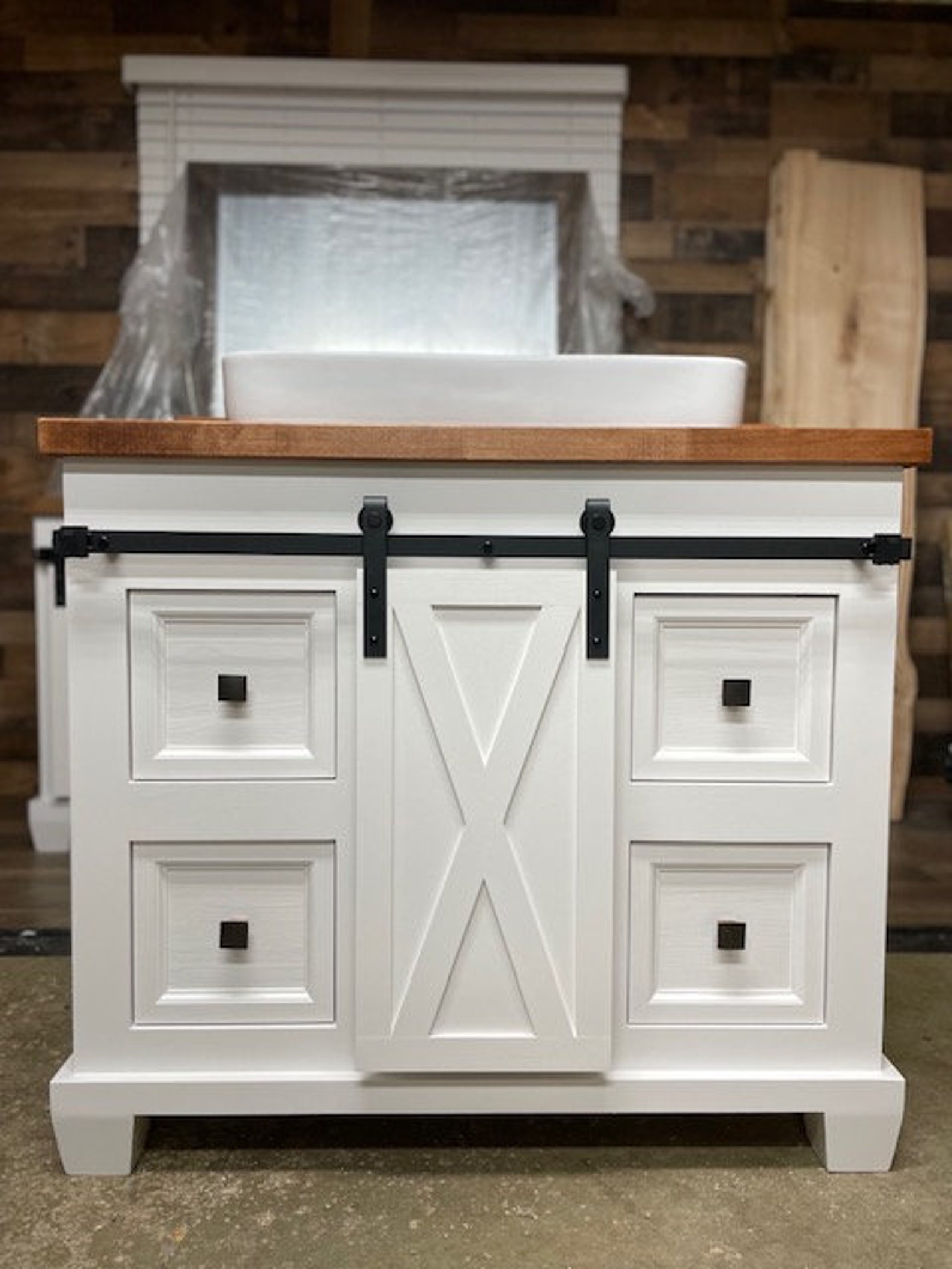Farmhouse Barn Door Bath Vanity free Shipping Etsy