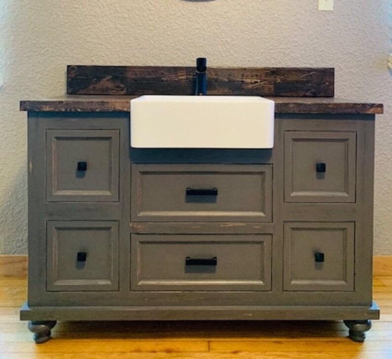 Apron Sink Bathroom Vanity free Shipping Etsy