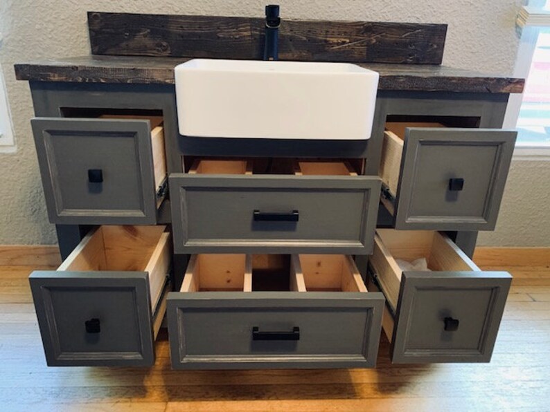 Apron Sink Bathroom Vanity free Shipping Etsy