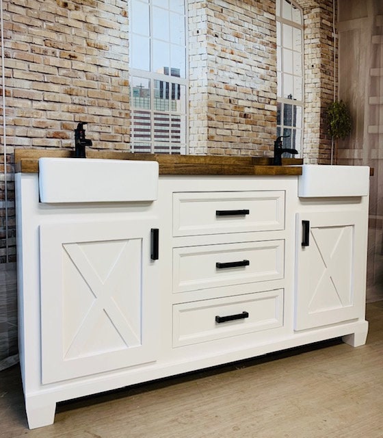 Apron Sink Bathroom Vanity free Shipping Etsy