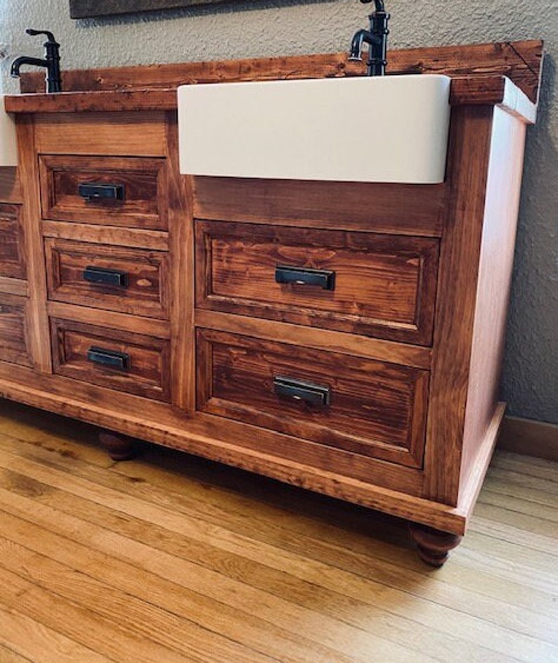 Apron Sink Bathroom Vanity free Shipping Etsy