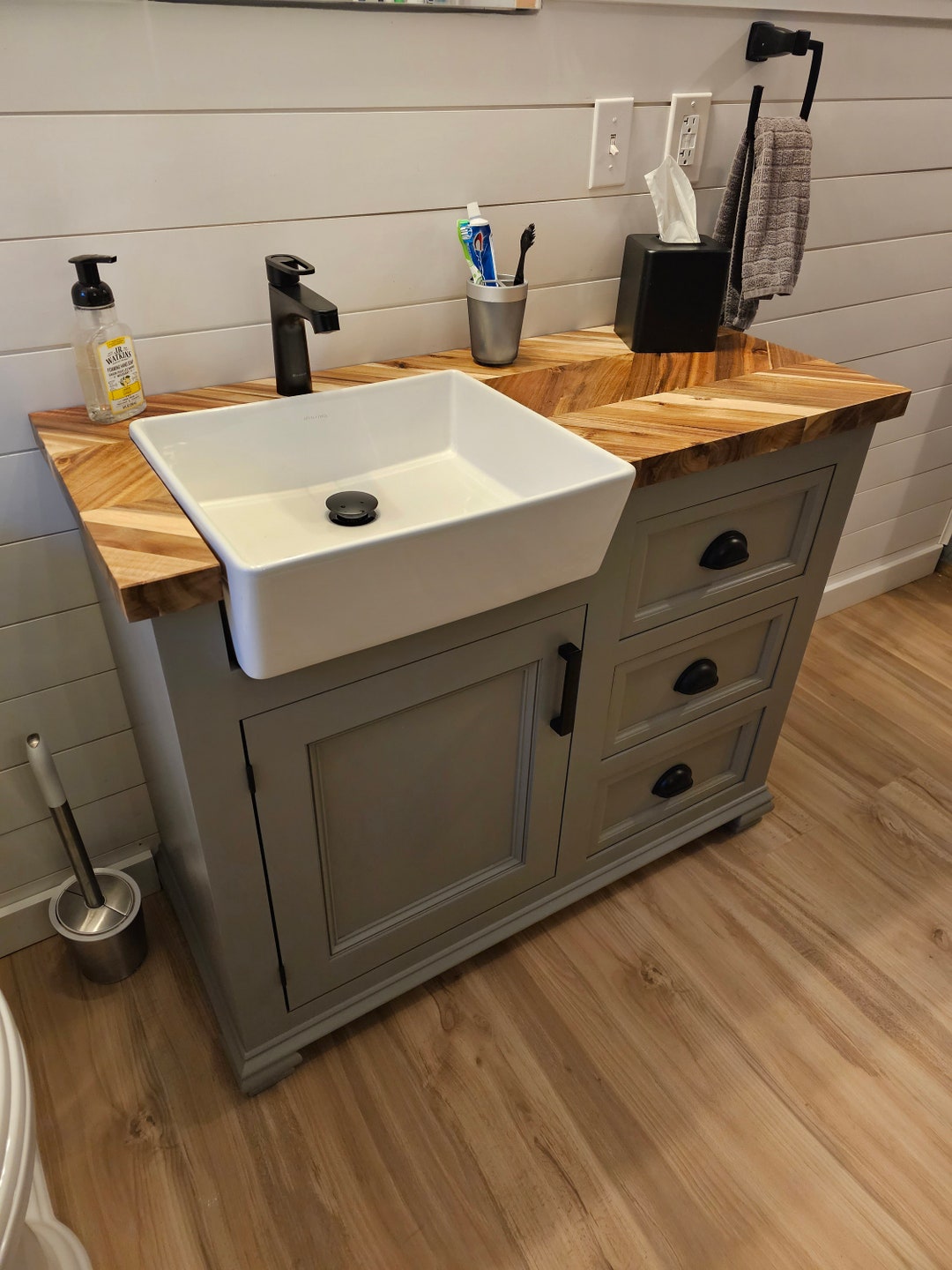 Apron Sink Bathroom Vanity free Shipping Etsy