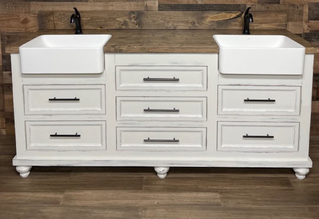 Apron Sink Bathroom Vanity free Shipping Etsy