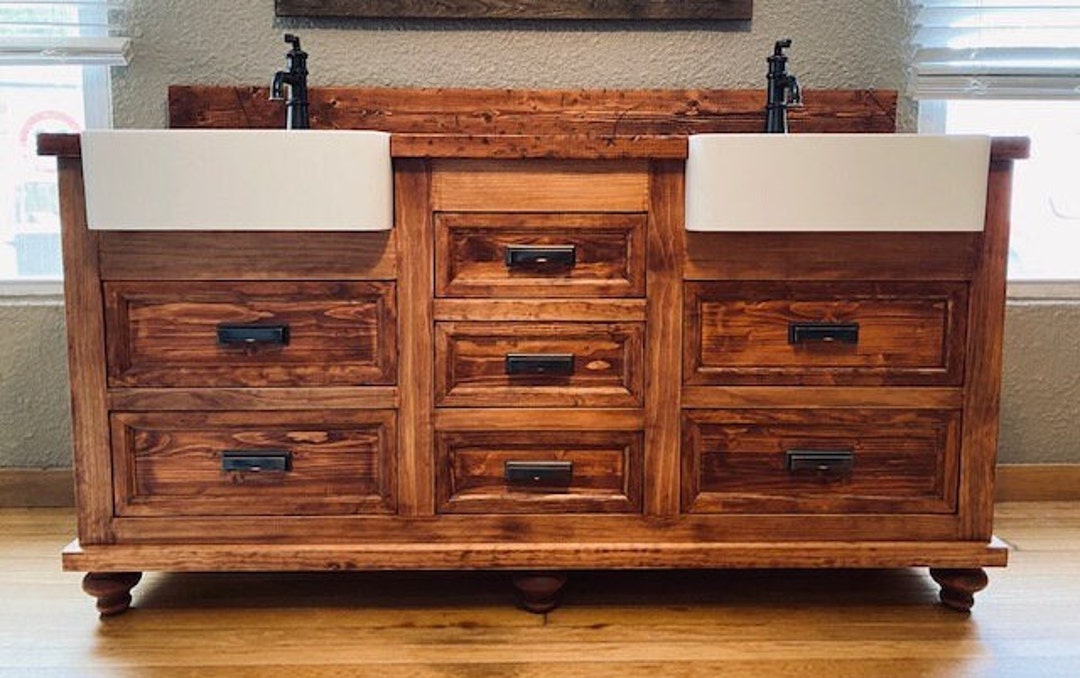 Apron Sink Bathroom Vanity free Shipping Etsy