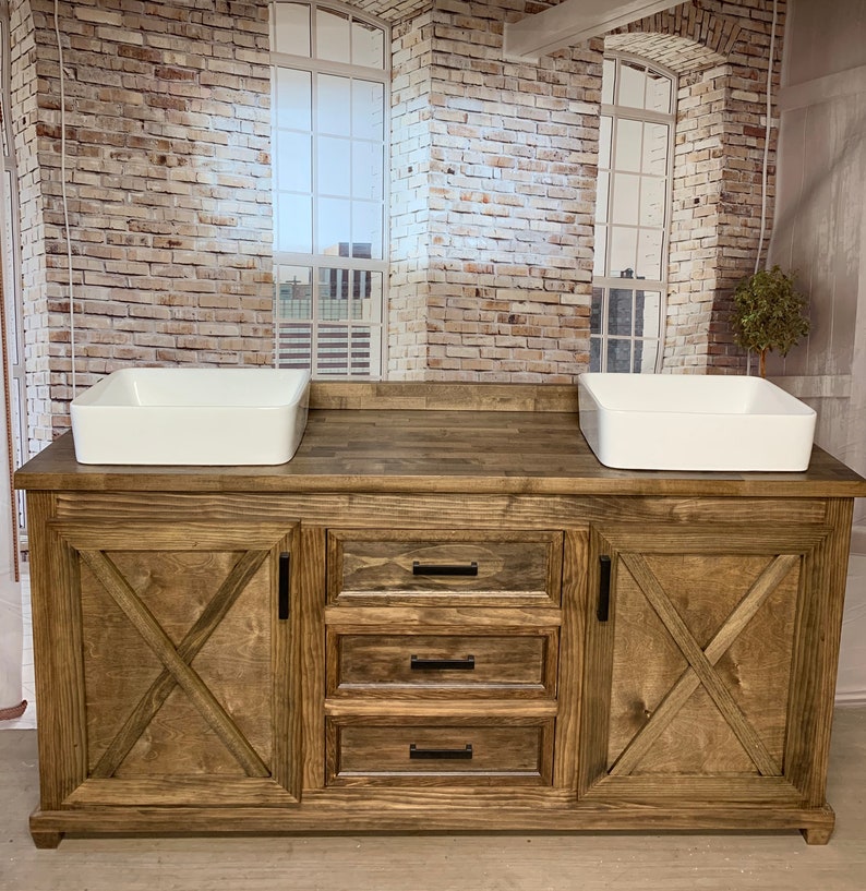 Farmhouse Double Vanity free Shipping Etsy