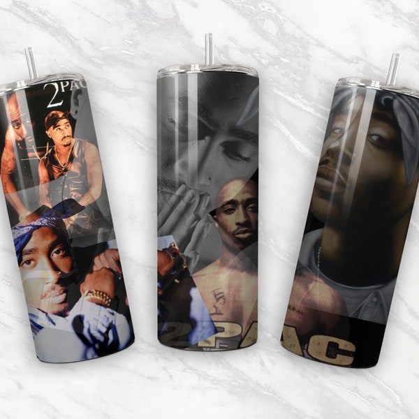 Emballage de verre Tupac 20 oz, 2 Pac, Tupac, Hip Hop, Rap, verre 20 oz, fichier numérique, sublimation Png, téléchargement numérique