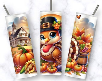 Thanksgiving kalkonglaspapper | 2 PNG-bilder | Digital nedladdning