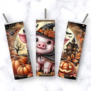 Cute Halloween Pig Tumbler Wrap | 2 PNGs | Digital Download
