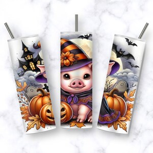 Cute Halloween Pig Tumbler Wrap | 2 PNGs | Digital Download
