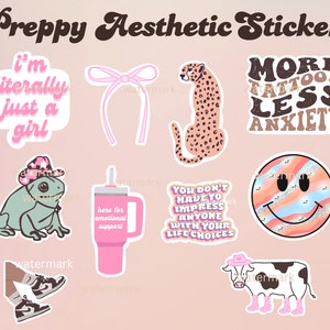 Preppy Aesthetic Printable Stickers | Cute Printable Stickers | Preppy Laptop Stickers | Coquette Aesthetic | Vsco Stickers |Stanley Cup Png