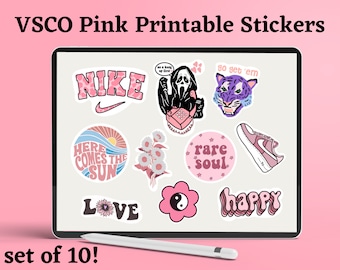 vsco pink printable stickers girly pink stickers aesthetic etsy ireland