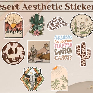 Desert Aesthetic Stickers | Vsco Stickers svg | Cactus Stickers | Boho Cute Stickers | Aesthetic Boho Stickers | Western Stickers | Print