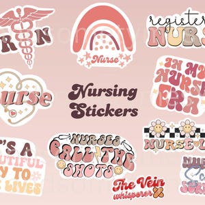 Nursing Printable Stickers | Nurse Stickers svg | Nurse aesthetic stickers | Nursing stickers | Nursing student | Future nurse | RN Stickers image 1