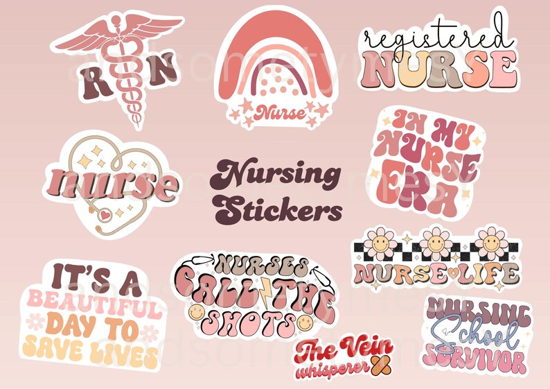 Nursing Printable Stickers | Nurse Stickers svg | Nurse aesthetic stickers | Nursing stickers | Nursing student | Future nurse | RN Stickers image 1