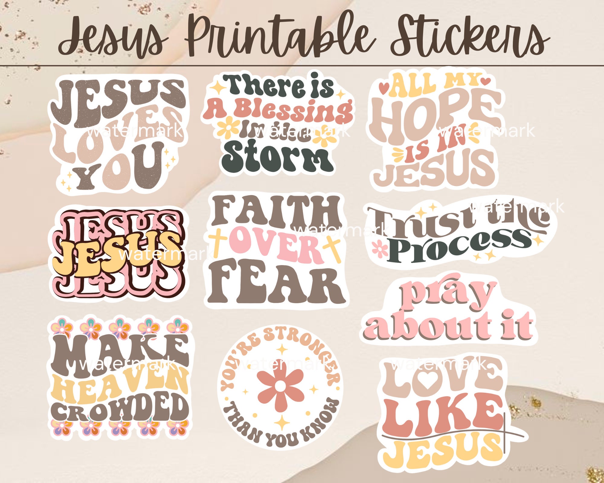 Bible Verse Printable Stickers Religious Stickers Faith Over Fear ...