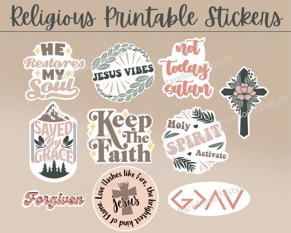 Religious Printable Stickers Bible Stickers Christian Stickers Girly Bible  Stickers Jesus Stickers Faith Bundle Bible Quotes 
