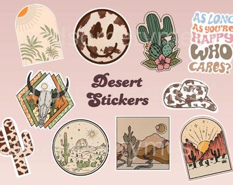 Desert Aesthetic Stickers | Vsco Stickers svg | Cactus Stickers | Boho Cute Stickers | Aesthetic Boho Stickers | Western Stickers | Print