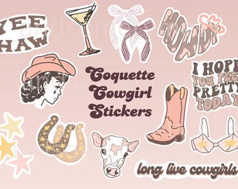 Cowgirl Stickers | Printable Stickers | Lucky Girl Aesthetic | Long Live Cowgirls | Western Aesthetic Stickers | Dolly Stickers | Wallen Png