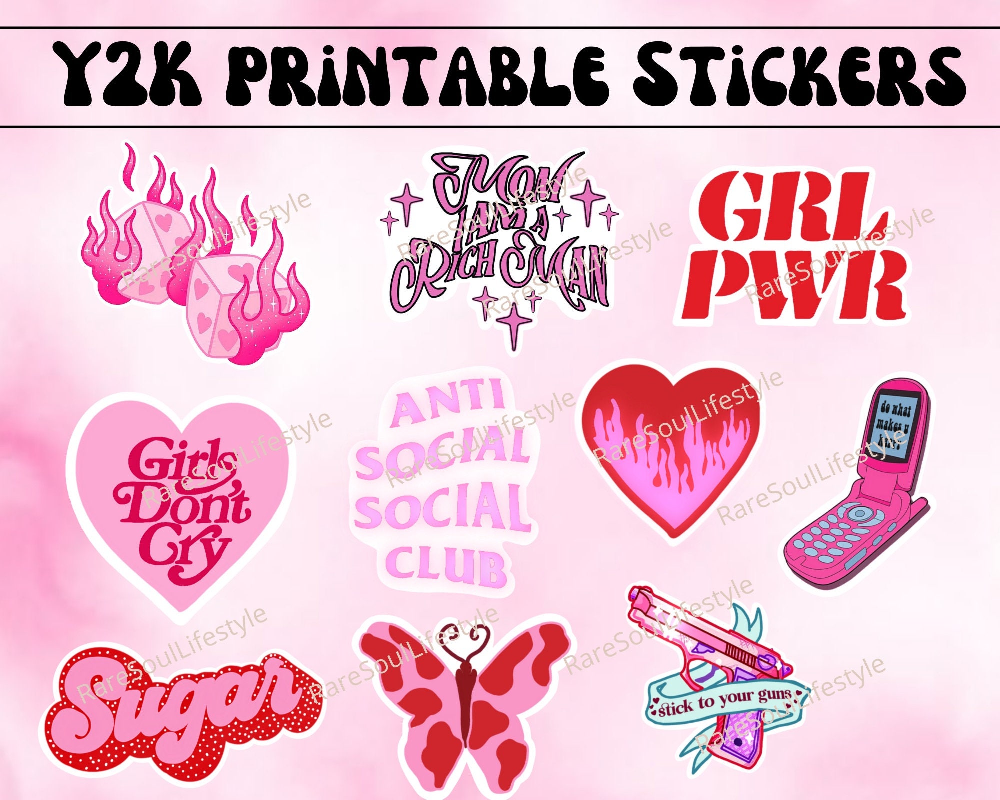 Downtown girl stickers, vintage stickers, y2k stickers Sticker